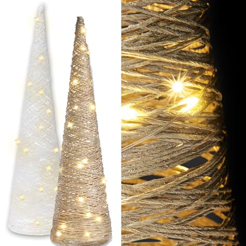 (Gold) LED Pyramide 38 cm Glitzerbaum Tanne Weihnachtsbaum Weihnachten Deko-Baum Weiß oder Gold von DbKW