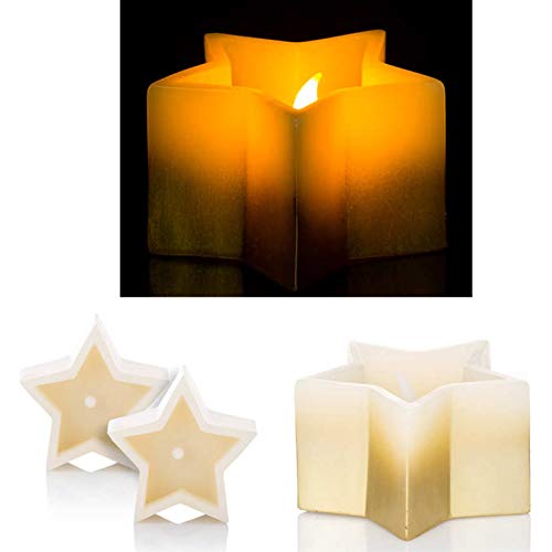 DeSiGn by KW 2 LED Kerzen in Form von Sternen mit goldenem Farbverlauf. Flackerfunktion und 6-Stunden Timer von DbKW
