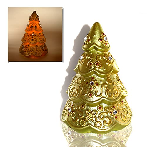 Verzierter Tannenbaum aus Glas mit LED Beleuchtung und Timer, 25 cm. Weihnachtsbaum von DbKW