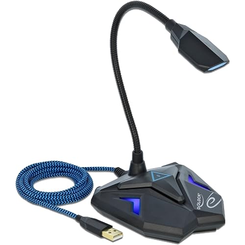 Delock Desktop USB Gaming Mikrofon mit Schwanenhals und Mute Button, 66330 von DeLOCK