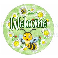 Gänseblümchen Kranz Willkommensschild, Zeichen, Bienenschild, Schild, Bienen Willkommen, Willkommenskranz Schild von DearneDesignsUK