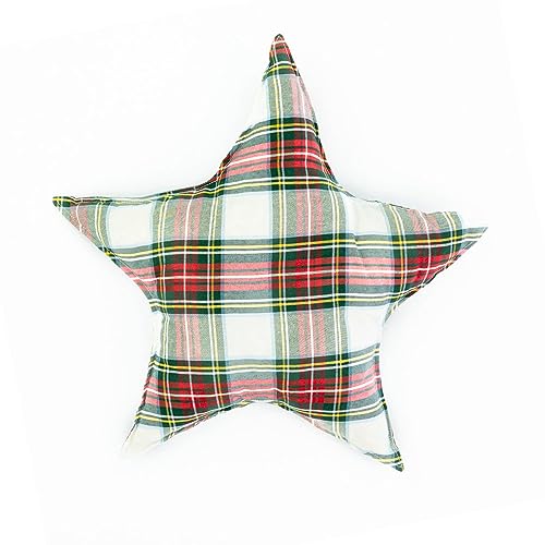 Declea Handgefertigtes Kissen in Sternform für Sofa oder Bett – Kissenbezug mit weihnachtlichem Schottenkaro, für Sofa, Bett, Pouf, Tartan von Declea