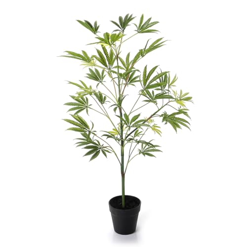 Deco Woerner Künstliche Hanfpflanze 90 cm Deko Baum Kunstpflanze Zimmerpflanze Cannabispflanze von Deco Woerner