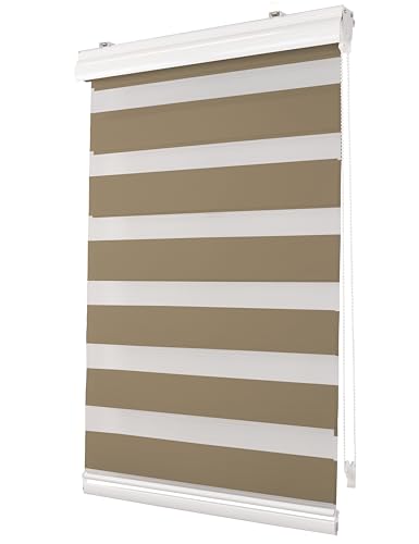 Deco4Me Premium Klemmfix Doppelrollo mit Kassette (Taupe, 100 x 150 cm) - lichtdurchlässig & Blickdicht - Duo Vario Rollo für Fenster ohne Bohren (Stoffbreite 96 cm) von Deco4Me