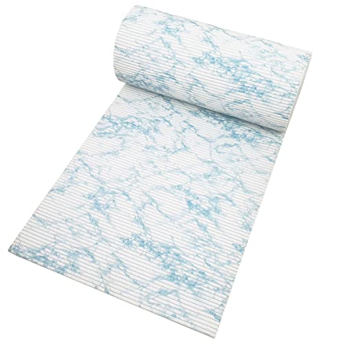 DecoHomeTextil Badematte Bodenbelag Duschvorleger - Marmor Aqua Eckig 65 x 350 cm - Weichschaum Bodenmatte Badteppich Antirutsch Vorleger Matte von DecoHomeTextil