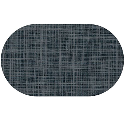 d-c-fix Wachstuch Leinen Look RUND OVAL Farbe & Größe wählbar Oval ca. 140 x 220 cm Grau Anthrazit abwaschbare Tischdecke von DecoHomeTextil