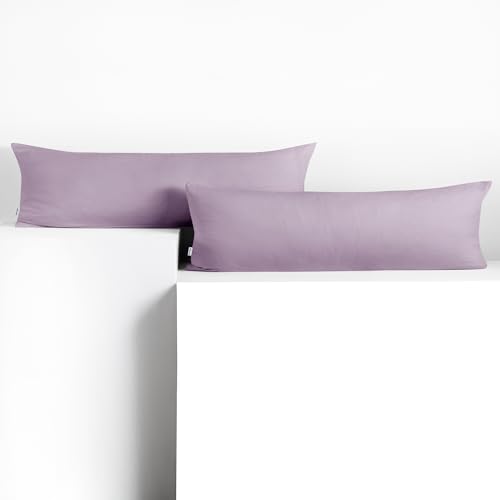 DecoKing 2 Kissenbezüge 40x145 cm Jersey Baumwolle Reißverschluss violett Amber von DecoKing
