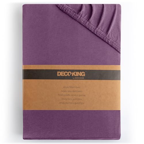 DecoKing Spannbettlaken 100x200 120x200 cm Pflaume Violett Spannbetttücher Jersey 100% Baumwolle Boxspringbett Amber 100 x 200 120 x 200 von DecoKing