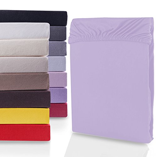 DecoKing Spannbettlaken 100x200 120x200 cm Violett Spannbetttücher Jersey 100% Baumwolle Boxspringbett Nephrite 100 x 200 120 x 200 von DecoKing