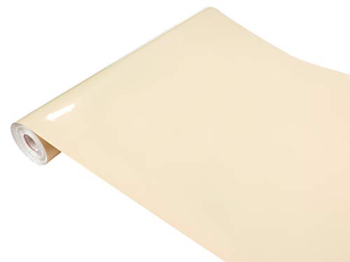 DecoMeister Klebefolie Dekorative Möbelfolie Selbstklebende Folie für Möbel Deko-Folie Einfarbige Selbstklebefolie Einheitliche Farbe Rolle 45x740 cm Natur Beige Glanz von DecoMeister