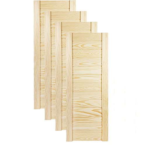 DecoMeister Lamellentür Holztür Natur mit geschlossenen Profilbretter 294x766 mm für Schränke, Regale, Möbel aus Kiefer Holz unbehandelt 4-er Pack von DecoMeister