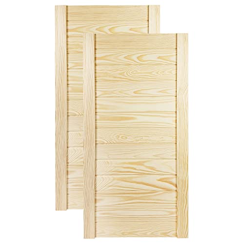 DecoMeister Lamellentür Holztür Natur mit geschlossenen Profilbretter 394x766 mm für Schränke, Regale, Möbel aus Kiefer Holz unbehandelt 2-er Pack von DecoMeister