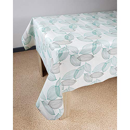 DecoMeister Wachstuch Tischdecke Tischbelag Tischabdeckung abwaschbar Tischtuch Tischfolie Tischplattenschutz Vinyl-Tischdecke Küche Esszimmer Küchentisch 140x90 cm Blaue Blätter von DecoMeister