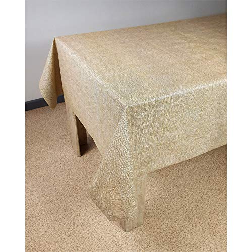 DecoMeister Wachstuch Tischdecke Tischbelag Tischabdeckung abwaschbar Tischtuch Tischfolie Tischplattenschutz Vinyl-Tischdecke Küche Esszimmer Küchentisch 140x240 cm Braune Leinen von DecoMeister