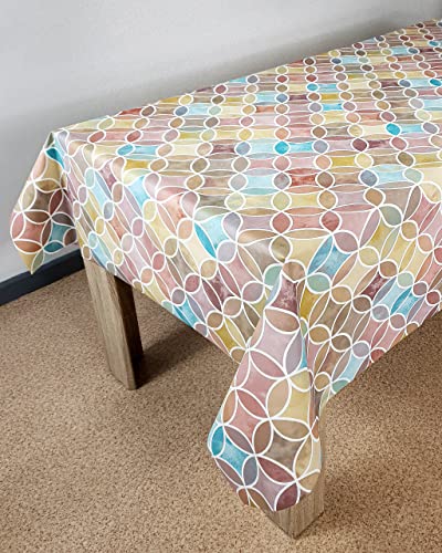 DecoMeister Wachstuch Tischdecke Tischbelag Tischabdeckung abwaschbar Tischtuch Tischfolie Tischplattenschutz Vinyl-Tischdecke Küche Esszimmer Küchentisch 140x60 cm Bunte Kreise von DecoMeister