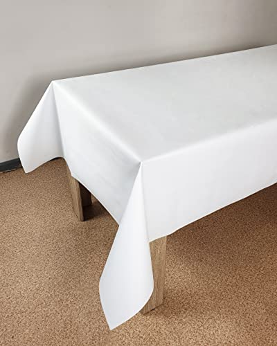 DecoMeister Wachstuch Tischdecke Tischbelag Tischabdeckung abwaschbar Tischtuch Tischfolie Tischplattenschutz Vinyl-Tischdecke Küche Esszimmer Küchentisch 140x90 cm Weiß von DecoMeister