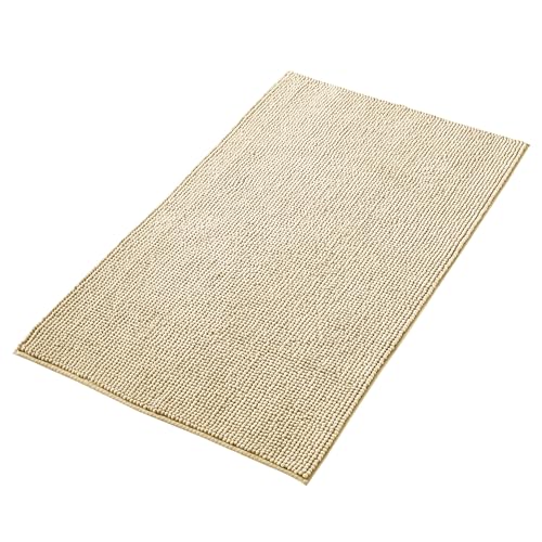 Decomira Badematte rutschfest | Als Badteppich Set kombinierbar | Badezimmer-Teppich Bad-Vorleger waschbar aus Chenille | Duschvorleger für Dusche, Badewannen, WC Deko | Beige - 70x120 cm von Decomira