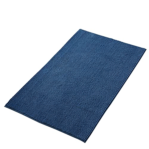 Decomira Badematte rutschfest | Als Badteppich Set kombinierbar | Badezimmer-Teppich Bad-Vorleger waschbar aus Chenille | Duschvorleger für Dusche, Badewannen, WC Deko | Blau - 70x120 cm von Decomira