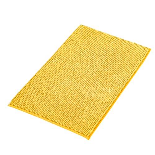 Decomira Badematte rutschfest | Als Badteppich Set kombinierbar | Badezimmer-Teppich Bad-Vorleger waschbar aus Chenille | Duschvorleger für Dusche, Badewannen, WC Deko | Gelb - 40x60 cm von Decomira