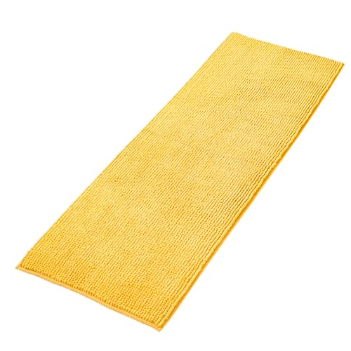 Decomira Badematte rutschfest | Als Badteppich Set kombinierbar | Badezimmer-Teppich Bad-Vorleger waschbar aus Chenille | Duschvorleger für Dusche, Badewannen, WC Deko | Gelb - 50x150 cm von Decomira