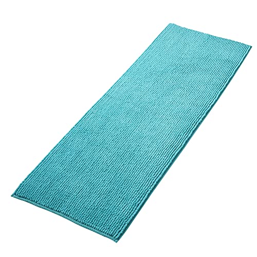 Decomira Badematte rutschfest | Als Badteppich Set kombinierbar | Badezimmer-Teppich Bad-Vorleger waschbar aus Chenille | Duschvorleger für Dusche, Badewannen, WC Deko | Petrol Türkis - 50x150 cm von Decomira