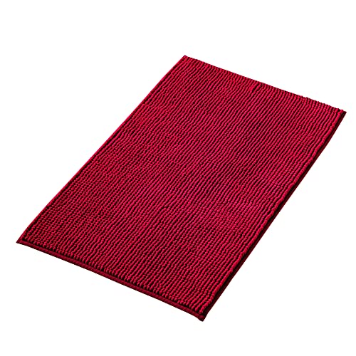 Decomira Badematte rutschfest | Als Badteppich Set kombinierbar | Badezimmer-Teppich Bad-Vorleger waschbar aus Chenille | Duschvorleger für Dusche, Badewannen, WC Deko | Rot - 40x60 cm von Decomira