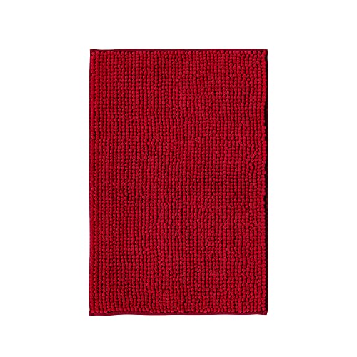 Decomira Badematte rutschfest | Als Badteppich Set kombinierbar | Badezimmer-Teppich Bad-Vorleger waschbar aus Chenille | Duschvorleger für Dusche, Badewannen, WC Deko | Rot - 50x80 cm von Decomira