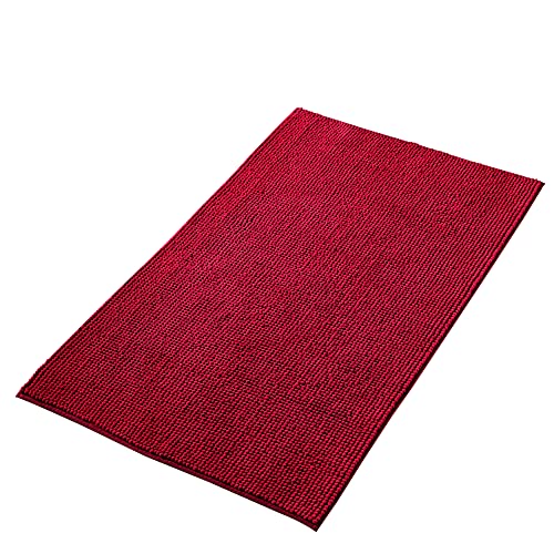 Decomira Badematte rutschfest | Als Badteppich Set kombinierbar | Badezimmer-Teppich Bad-Vorleger waschbar aus Chenille | Duschvorleger für Dusche, Badewannen, WC Deko | Rot - 70x120 cm von Decomira