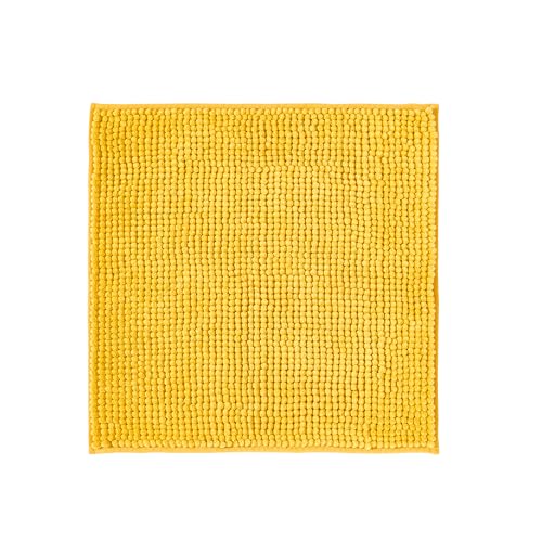 Decomira Badematte rutschfest | Als Badteppich Set kombinierbar | Badezimmer-Teppich Bad-Vorleger waschbar aus Chenille | Duschvorleger für Dusche, Badewannen, WC Vorleger | Gelb - 45x45 cm von Decomira