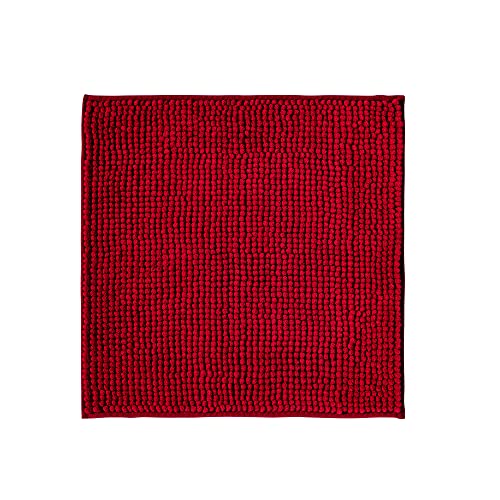 Decomira Badematte rutschfest | Als Badteppich Set kombinierbar | Badezimmer-Teppich Bad-Vorleger waschbar aus Chenille | Duschvorleger für Dusche, Badewannen, WC Vorleger | Rot - 45x45 cm von Decomira