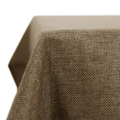 Deconovo Tischdecke Leinenoptik Lotuseffekt Tischwäsche Wasserabweisend Tischtuch, 130x160 cm, Taupe, 1 Stück von Deconovo