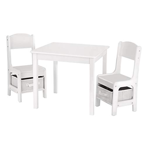 Decopatent Kindertisch mit 2 Stühlen - 1 Tisch und 2 Stühle aus Holz für Kinder - Mit Stauraum - Spieltisch/Basteltisch/Zeichentisch/Sitzgruppen-Set von Decopatent