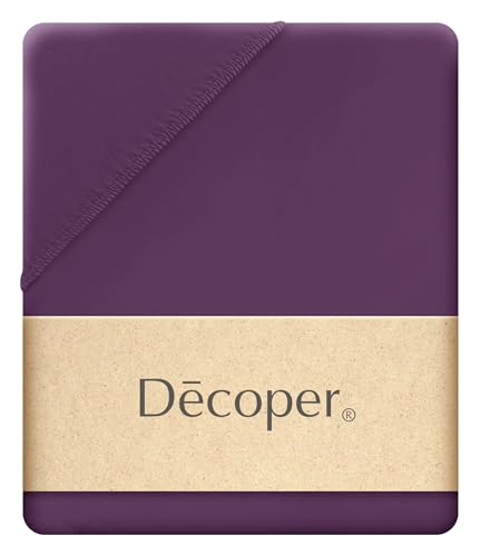 Decoper ® Mako-Feinjersey Spannbettlaken aus 100% Baumwolle | Atmungsaktiv & kuschelig weich | Oeko-Tex Zertifiziert | bis 25 cm Matratzenhöhe | 140-160 cm x 200 cm | Farbe Pflaume von Decoper