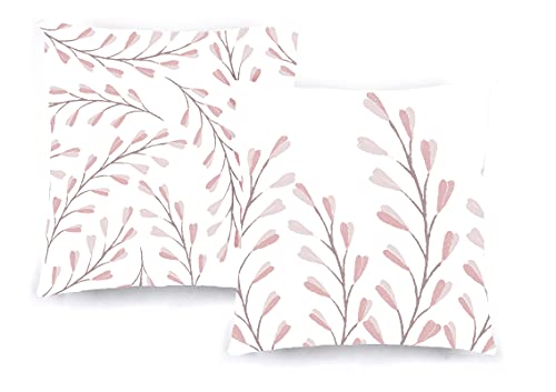 Decoratea Kissenbezüge 50 x 50 cm, dekorative Kissenbezüge (2 Stück) für Sofa, Bett, Stuhl, Wohnzimmer, Garten, Außenbereich, weiche Baumwolle mit japanischen Blumen (rosa Blumen) von Decoratea