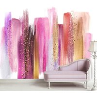 Abstrakte Aquarell Pinselstriche Tapete Moderne Wand Dekor Farbpalette Lavendel Rose Gold Vinyl Fototapete Kunst Große Wandbilder von DecorationBoutiqShop