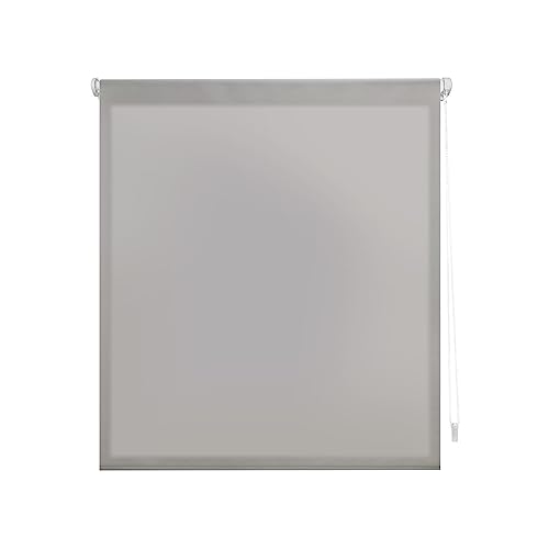 Decorblind | EasyFix-Rollo lichtdurchlässig ohne Werkzeug und ohne Bohren, Maße: Breite 140 x Länge 180 cm/Maße Stoff: 137 x 175 cm – Silber Uni, Jalousie für Fenster von Decorblind