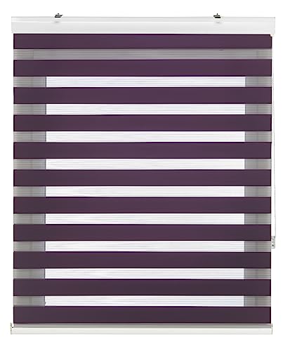 Decorblind | Rollo für Nacht und Tag mit Galerie, Wand- oder Deckenmontage, Maße: Breite 100 x Länge 180 cm, Maße Stoff: 97 x 175 cm, Violett, Fensterrollo von Decorblind