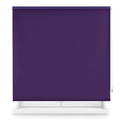 Decorblind | Thermo-Verdunklungsrollo | Maße Rollo: 100 x 175 cm Breite x Länge/Maße Stoff: 97 x 170 cm, einfarbig, Violett, einfache Montage an Wand oder Decke von Decorblind