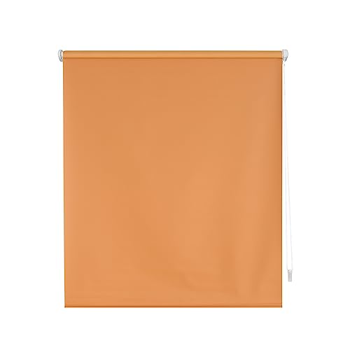 Decorblind | Verdunkelungsrollo, glatt, ohne Werkzeug und ohne Bohren, Maße Rollo: 140 x 180 x 180 cm (B x L), Maße Stoff: 137 x 175 cm, einfarbig, Orange, Fensterrollos von Decorblind