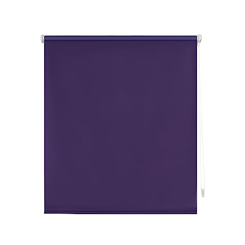 Decorblind | Verdunkelungsrollo, glatt, ohne Werkzeug und ohne Bohren, Maße Rollo: 140 x 180 x 180 cm (B x L), Maße Stoff: 137 x 175 cm, einfarbig, Violett, Fensterrollos von Decorblind