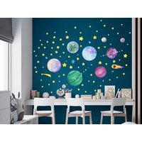 Exoplaneten Wandtattoos | Kinder Abziehen Und Aufkleben Raum Extrasolare Planeten| Schlafzimmer Spielzimmer Groß Aquarell von DecotiaWallDecals