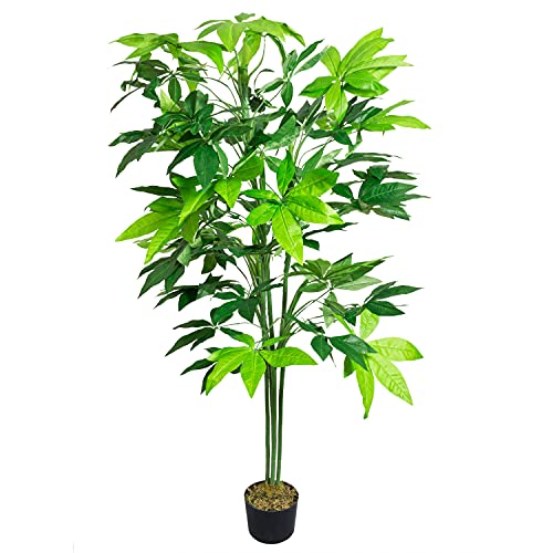 Decovego Schefflera Aralie Strahlenaralie Arboricola Kunstpflanze Kunstbaum Künstliche Pflanze 150 cm Innendekoration Kunst Pflanze wie echt im Topf von Decovego