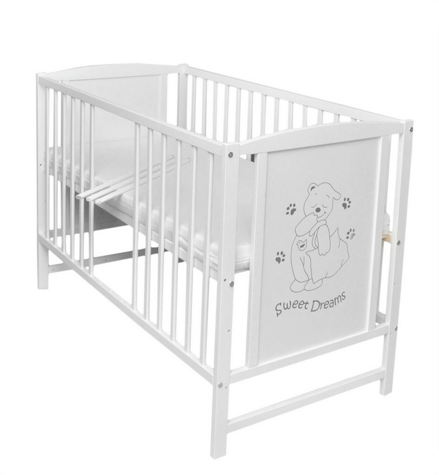 Dedstore-Baby Kinderbett Babybett mit Schaumstoff Matratze 120x60 cm Höhenverstellbar Bett (Bett und Matratze), Komplett Set von Dedstore-Baby