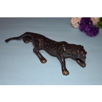 11'' Zoll Gepard Tierskulptur | Brass Stalking Schwarze Panther Figur Kamin Geburtstagsgeschenk Wohndekoration von DeepEnlightenment