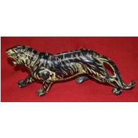 Tiger Form Skulptur | Brass Jaguar Statue Paar Angery Tischdekoration von DeepEnlightenment