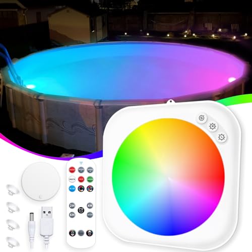 DeeprBlu Aktualisierte LED Poolbeleuchtung Unterwasser Akku mit Fernbedienung, Magnetische Poolbeleuchtung Unterwasser für Aufstellpool, Whirlpool Lichter Unterwasser mit Saugnapf, Badewannenlicht von DeeprBlu