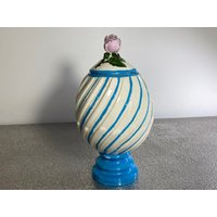 Apothekerglas, Vase, Ingwerglas Mit Deckel Rose Handbemalt Vintage Keramik Ei Form von DeesNewOldGems