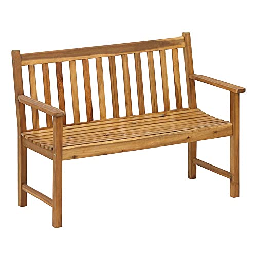 Dehner Gartenbank Mykonos, 2-Sitzer, ca. 120 x 89 x 61 cm, aus FSC® - zertifiziertem Akazienholz, braun von Dehner