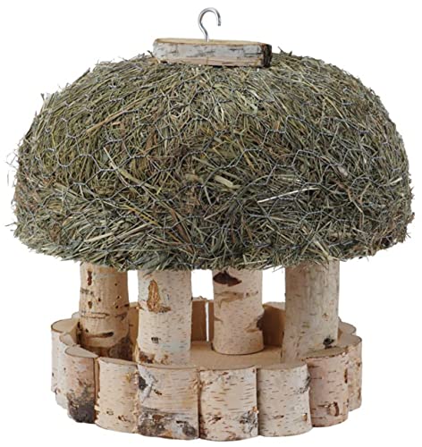 Dehner Natura Vogelhaus, mit Heudach, ca. Ø 29 cm, Birkenholz/Heu, natur von Dehner