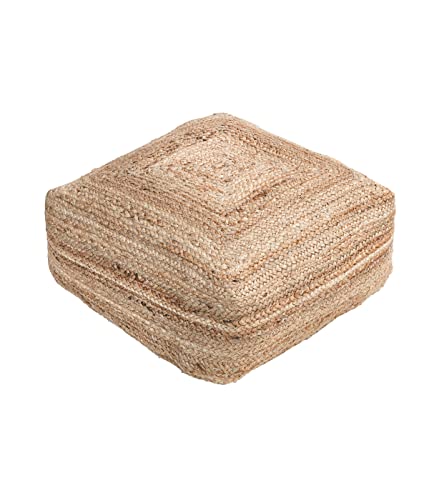 Dehner Pouf Lotta, Sitzkissen, ca. 50 x 20 x 50 cm, Jute/Baumwolle/Styropor, natur von Dehner